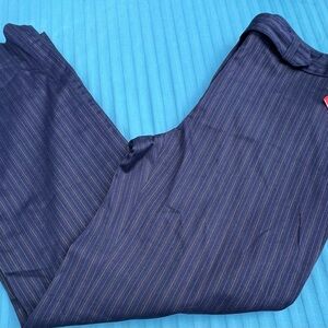 Anne Klein Dark Navy Pinstripe Trousers. Size 12P. 18”W. 37” L.